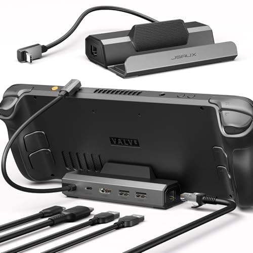 JSAUX Steam Deck Dock 4K@120Hz, 5-in-1 Docking Station for ASUS ROG Ally X | for Steam Deck/OLED/ASUS ROG Ally X/Lenovo Legion go/MSI Claw, HDMI 2.1, 100Mbps Ethernet, Dual USB A 2.0 and 100W USB C Port