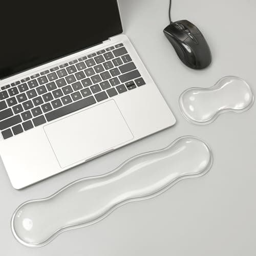 2Pcs Clear Gel Wrist Rest for Keyboard and Mouse, Silicone Mouse Wrist Rest Support,Ergonomic Gel Keyboard and Mouse Wrist Rest Set for Laptop Office Work Computer Gaming