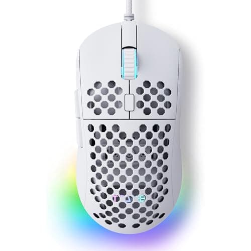 Dierya Falcon M1SE White Gaming Mouse, Lightweight Honeycomb, 12800DPI