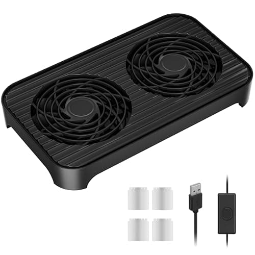 X4 Quiet USB Cooling Fan, High-Speed Dual 140mm USB PC Fan with One-Touch Switch, Stackable Design for Routers, Laptops, Receivers, Amplifiers, DVRs, PlayStation, Xbox, Media Units & More