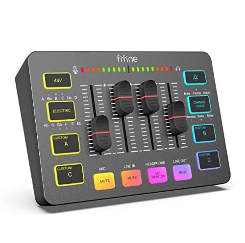 FIFINE SC3 RGB Gaming Audio Mixer Interface