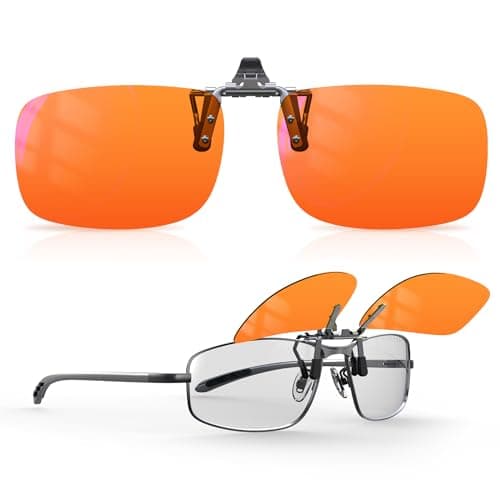 Goiteia 100% Blue Light Blocking Clip On Glasses,Computer and Gaming Clip On Eyeglasses for Better Night Sleep,Anti Eye Strain,Suitable for Screens,Games,TVs,Mobile Phones(60 * 40mm)