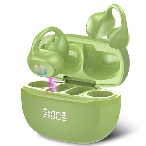 Open Ear Earbuds,Wireless Earbuds Bluetooth 5.4 Ergonomic Clip-On Ear buds, Bone Conduction Over The Ear Headphones 48H Playtime, Perfect Running Headphones for Sports IPX7 Waterproof Touch Controls