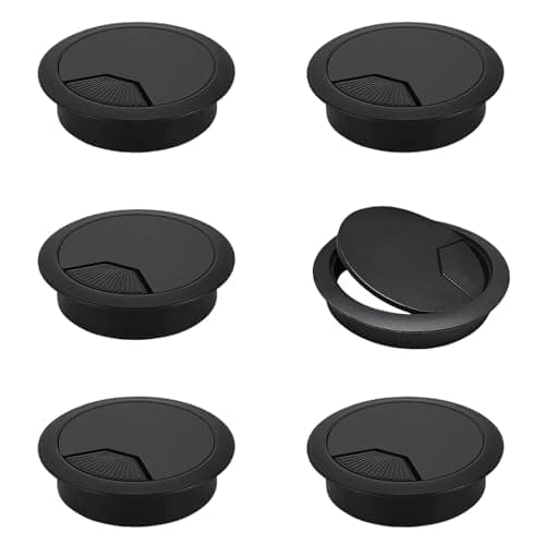 6 Pcs 80mm Round Desk Cable Grommets and Wire Hole Cover Set