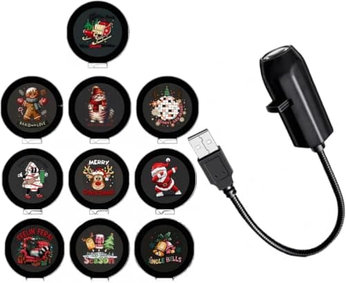 2026 Upgraded 5D Plug and Play hd Christmas Projector - Six Styles HD Smart Dynamic Night Light, 360° Rotating USB Powered Projector for Bedroom, Gaming Room, Car Interior roof,Christmas (10 pcs)