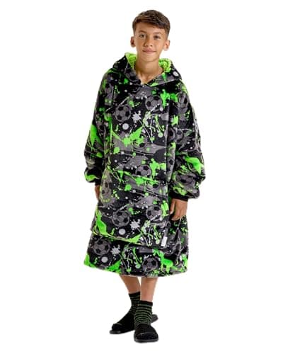 Snuggz Original Gamer Print Hooded Blanket Kids Large (9-13 Years) - Soft Double Layer Oversized Fleece Hoodie, Hoodie Blanket with Large Front Pocket - Colourful Gamer Print Oversized Hoodie