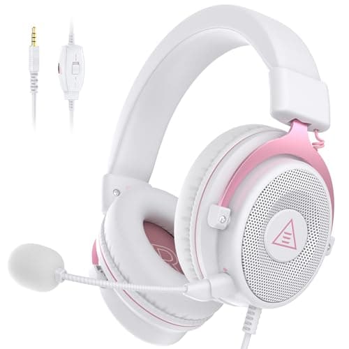 EKSA E900 Wired Gaming Headset for Xbox One - PC Headset with Detachable Noise Cancelling Microphone, 3D Stereo Sound 50mm Driver- Gaming Headphones for Xbox S/X, PS4 PS5, Switch, Laptop (Pink)