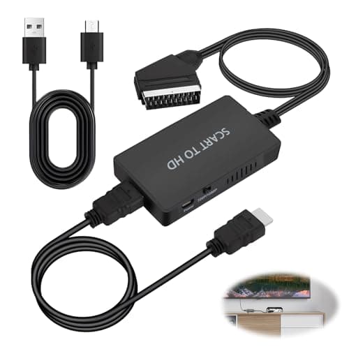 Lomuna Scart to HDMI Converter, Full HD 720P/1080P Video Audio Adapter