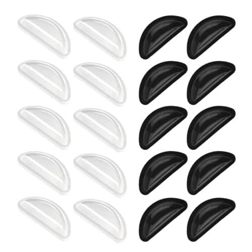 10 Pairs Self-Adhesive Silicone Glasses Nose Pads, Black and White