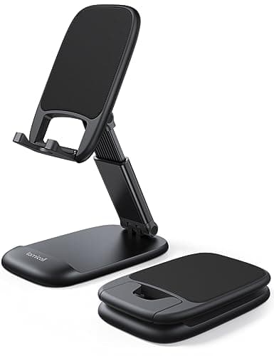 Lamicall Foldable Phone Stand for Desk - Height Adjustable Phone Holder Cradle Dock for iPhone 17 16 15 14 Pro Max Plus Air, 13 12 Pro Max Mini, 11 Pro, Xs, XR, X, 8, Samsung S23, 4"-8" Mobile Phones