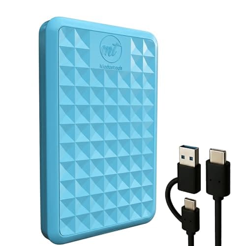 ModusTech Facet 320GB External Hard Drive Portable USB-C/USB 3.1 Plug & Play Ultra- Slim HDD Hard drive for Backup, Gaming, PC, Mac, Laptop, PS4, Xbox, Smart TV (BLUE)