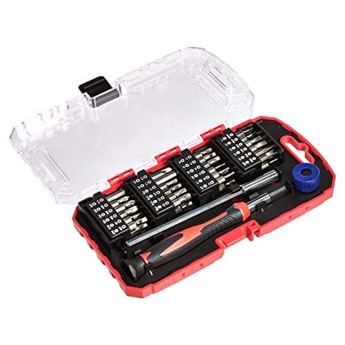 Amazon Basics 51-Piece Precision Screwdriver Bit Set, Micro Repair Tool Kit with Torx, Tri-Wing, Hex and Phillips Bits, Magnetic Case for Laptops, Smartphones, Watches and Small Electronics