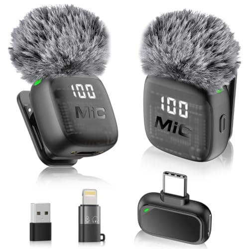 RICCHI Mini Microphone, Wireless Lavalier Microphones for iPhone Mic Vlog