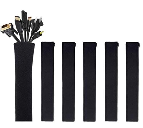 [6 Pack] JOTO Cable Management Sleeve Cord Management System for TV/Computer/Home Entertainment, 19-20 Inch Flexible Cable Sleeve Packaging Cover Organizer - Black, JT-08362256