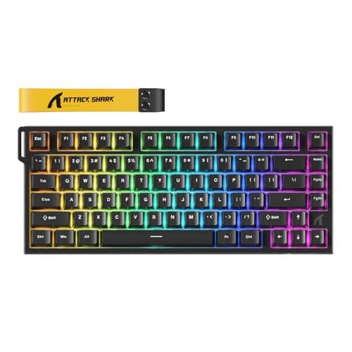 ATTACK SHARK R82 HE 8000Hz Rapid Trigger Keyboard, 0.005mm RT Accuracy 75% Wired Gaming Keyboard with Magnetic Switch, Snap Tap, Adjustable Actuation, 0.08ms Latency, RGB Lighting for PC/Mac, Black