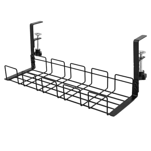 Under Desk Cable Management Tray, No-Drill Metal Cable Manager | Under-Desk Cable Organizer Wire Management Sturdy Metal Cable Tray Basket for Office Kitchen Home Standing Desks