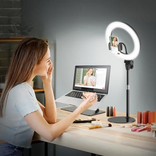 Upgrade Ring Light with Tripod Stand & Phone Holder Desk, Evershop 10.5" Ringlight Laptop Video Conference Calls Streaming Circle Halo Light CRI>95 for Makeup, Zoom, Filming, Webcam, Youtube, Tiktok