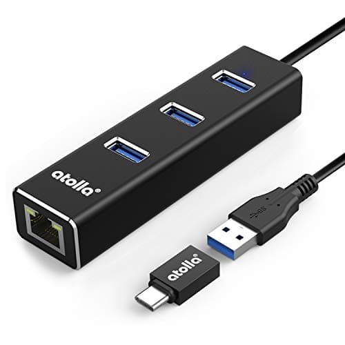 atolla USB LAN Adapter, Aluminium USB Hub with 3 USB 3.0 Ports and RJ45 Gigabit Ethernet Network Adaptor, USB Ethernet Adapter for Windows 10, 8.1, 8, 7, Vista, XP, Linux, Mac OS X