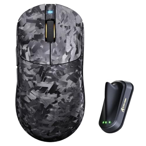 ATTACK SHARK RS3 ULTRA Wireless Gaming Mouse, PAW3955MAX Sensor, Nordic 54L15 Chip, Carbon Fiber, 8K Hz Polling, 52K DPI, Ultra-lightweight 63g, BT/2.4G/Wired Mice, for Esports & Pro Gamers, Black