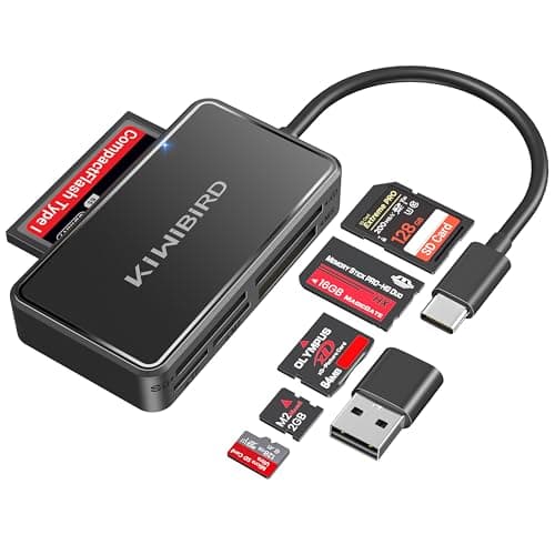 KiWiBiRD SD xD CF Card Reader, USB C Compact Flash Memory Stick Pro Duo M2