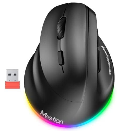 MEETION Left-Handed Ergonomic Wireless RGB Mouse, Bluetooth 5.2 + 3.0 & USB-A with Type-c Adapter, 4 Adjustable DPI for Mac/Windows/Andriod/PC/Tablet/iPad