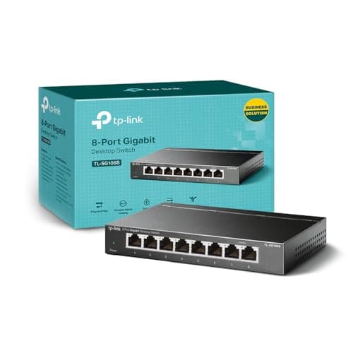 TP-Link TL-SG108S 8-Port Gigabit Network Switch, Metal Ethernet Switch | Power-Saving Ethernet Splitter, QoS & IGMP Snooping, Desktop & Wall-Mounting, Silent Operation, Plug & Play