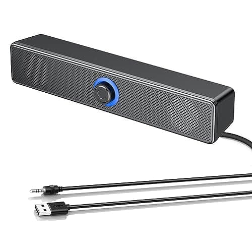 FAYAZ USB Computer Speakers, 6W Computer Soundbar for PC,Desktop Laptop,USB Tablet, Mini Portable Soundbar with 3D Surround Stereo, Broad Compatibility, Plug and Play,1.2m USB Powered