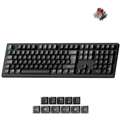 Keychron K10 Ultra 8K Wireless Mechanical Keyboard, Full Size 100% Layout with Numpad, 8000Hz ZMK Gaming Keyboard, Hot-Swappable RGB Apex Red Linear Switch for Mac Windows Linux - Black UK Layout
