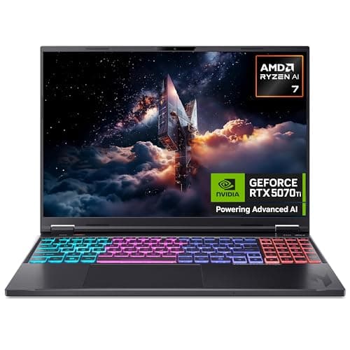 Acer Nitro 16 AN16-61 Gaming Laptop - AMD Ryzen AI 7 350, 32GB, 1TB SSD, NVIDIA GeForce RTX 5070Ti, 16" WQXGA 180Hz, Windows 11, Black