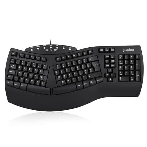 Perixx PERIBOARD-512 Ergonomic Split Keyboard, Curved Design, Wired USB, Multimedia Keys, UK QWERTY Layout, Black