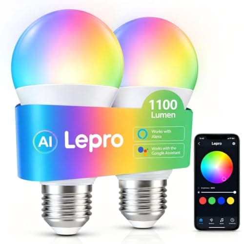 Lepro E27 Smart Bulb, Screw Light Bulb Colour Changing, AI Scenes, 2 Packs