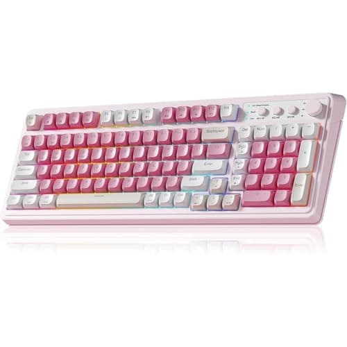 TZMRIT AULA S99 Pink Creamy Wireless Gaming Keyboard with Number Pad