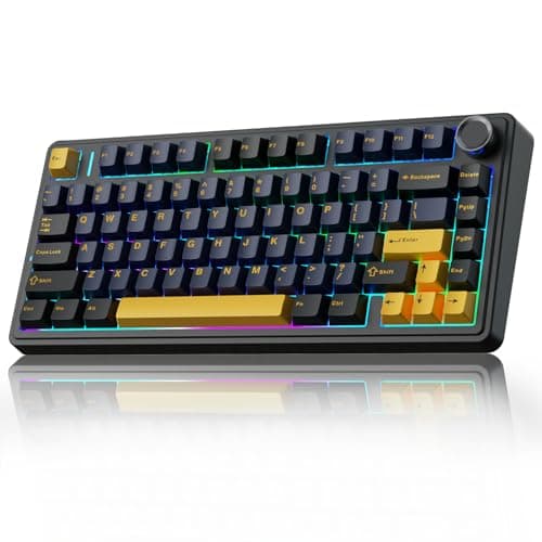 AULA F75 75% Wireless Mechanical Keyboard,2.4Ghz/Type-C/BT5.0 Gaming Keyboards,Advanced Structure,RGB Backlight,Hot Swappable Custom Keyboard for PC/Mac (Cool Black)