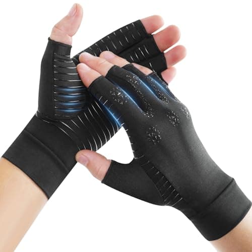 Donfri Copper Arthritis Compression Gloves, Joint Silicone Support (M)