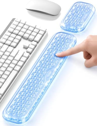 Vaydeer Keyboard and Mouse Wrist Rest Set, Cooling Gel, Ice Blue