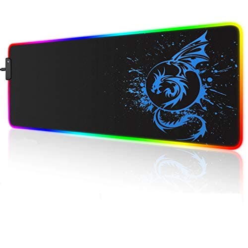 Foulrog RGB Gaming Mouse Pad, Large Extended Glowing Led Mousepad with 15 Lighting Modes and USB,Smooth Surface Waterproof Gamer Mouse Mat for Gaming, Macbook, PC, Laptop, Desk 31.5 X 12 Inch (Blue)