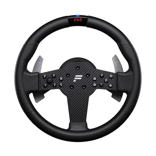 FANATEC Sim Racing CSL Steering Wheel P1 V2 (QR2 LITE) – Rubberised Grip, RevStripe, LED Display, Metal Shifter Paddles, QR2 LITE Wheel-Side Preinstalled – PC