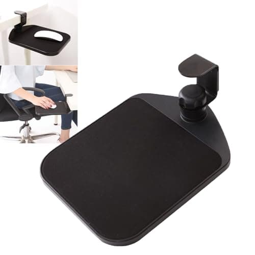 Mouse Tray Home Office Under Desk Clamp On Platform 360° Rotating Extension Board, Wrist Rest Adjustable Computer Hand Bracket Mouse Pad Support Platform(Black)