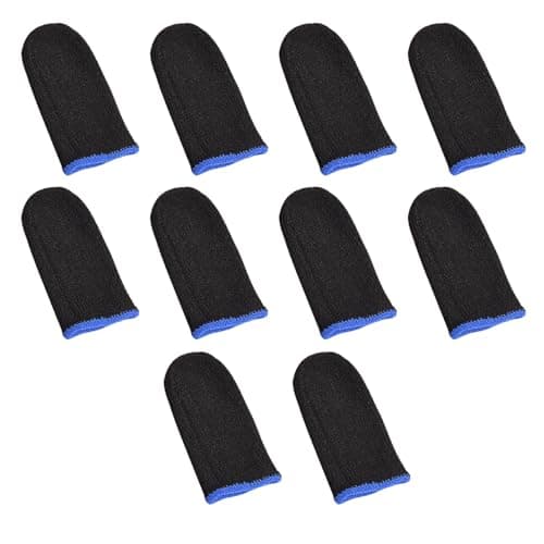 RSYHVG PUBG Mobile Phone Finger Sleeves for Gaming | Anti-Sweat Breathable Finger Sleeve Gloves for Gaming | Thumb Sleeves Mobile Gaming | Gamer Gloves | Pack of 10 (Blue)