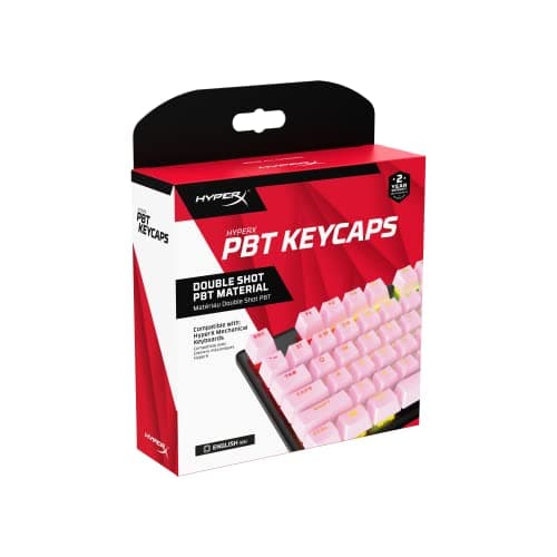 HyperX PBT Keycaps – Full Key Set, Double Shot PBT Material, English (US) Layout, 104 Keys, Pink
