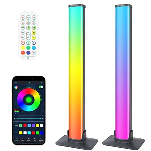 Auplf LED Light Bar, 2PCS Smart RGB Light Bar Gaming Lights TV Backlights Color Changing Mood Light Sync with Music for PC, TV, Room Decoration, USB Port, with Remote Control and APP Control