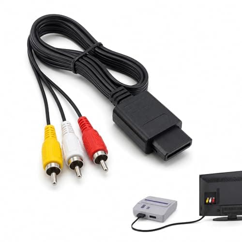 LKTFATD 1.75m/5.8ft AV RCA Composite Cable, Stereo Audio Video Lead for N64, NGC, GameCube Retro Gaming Consoles