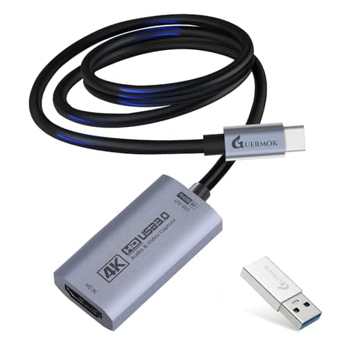 Guermok 4K@60FPS Video Capture Card, 90° USBC Cable, 3.3ft USB 3.0 Capture