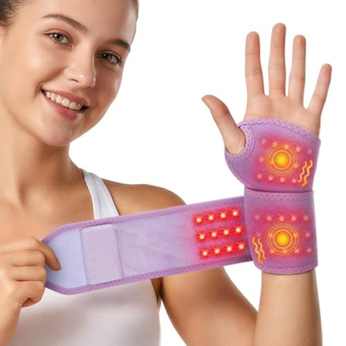 Cordless Heated Wrist Massager, Heated Wrist Support with Vibration, Purple