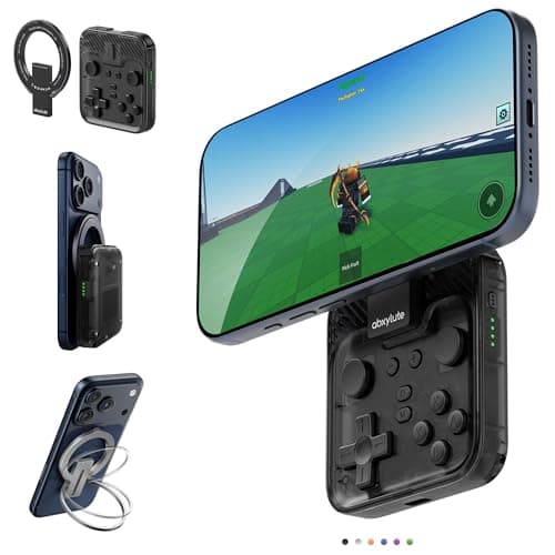 abxylute M4 Snap-On Mobile Gaming Controller for Android & iPhone, Lightweight Portable Phone Controller, Pocket-Sized Retro Emulator Gamepad Kickstand,Dual Joystick Turbo, Magnet (black)