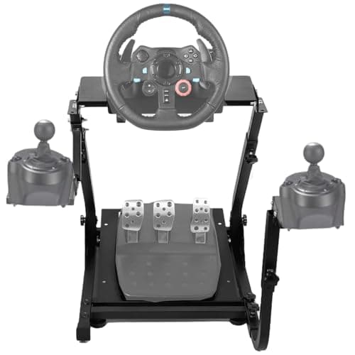 Anman G29 Racing Wheel Stand with Double Gear Shifter Mount Racing Steering Wheel Stand fits Logitech G25 G27 G920 G923 Hori Foldable Steering Wheel Stand for PC PS5 XBOX Without Pedal and Wheel