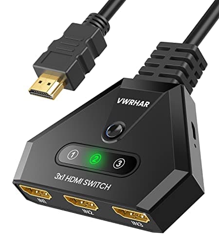 4K HDMI Switch - 3-Port Splitter with High-Speed HDMI Cable, Supports 4K 3D 1080P UHD HDCP 2.2 for Xbox PS3/4/5 Sky Box Apple TV Fire Stick Blu-ray/DVD Player