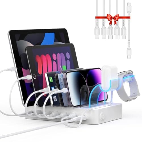 SooPii 60W 6-Port Charging Station for Multiple Devices with PD 20W Port