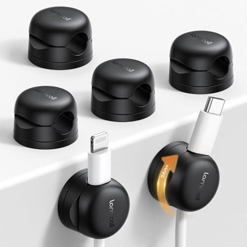 Lamicall [360° Rotatable] Spring Cable Holder Clips, 6 Pack Cord Management