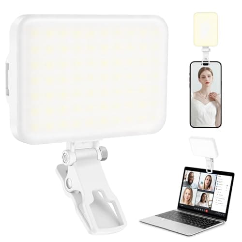 ALTSON 60 LED Portable Selfie Light Video Conference Lighting with Clip & Camera Tripod Adapter Rechargeable 2200mAh CRI 97+, 9 Light Modes for Phone iPhone Webcam Laptop Photo Makeup